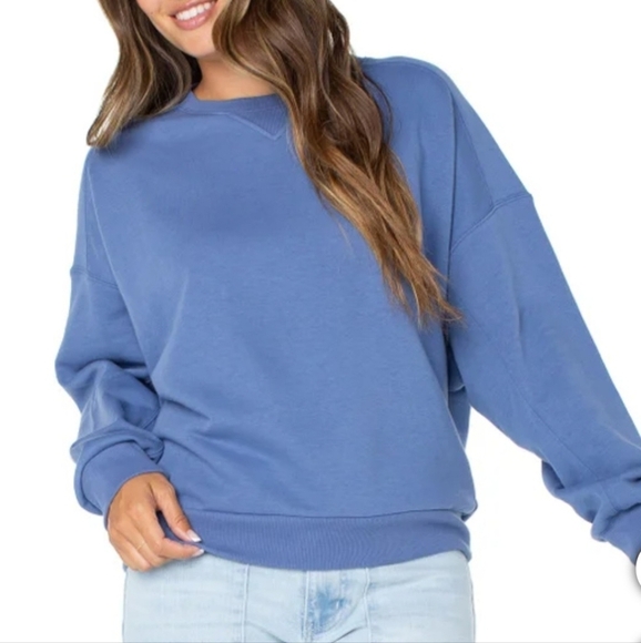 ❤️Roxy French Terry Blue Sweatshirt Women's XS Crewneck Pull Over Casual Top - Picture 1 of 13